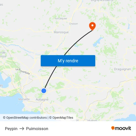 Peypin to Puimoisson map