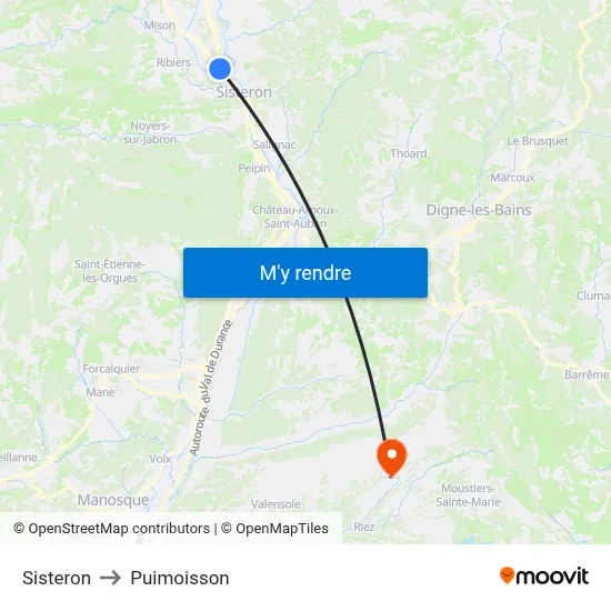 Sisteron to Puimoisson map