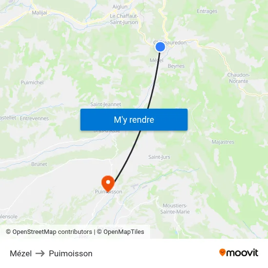 Mézel to Puimoisson map