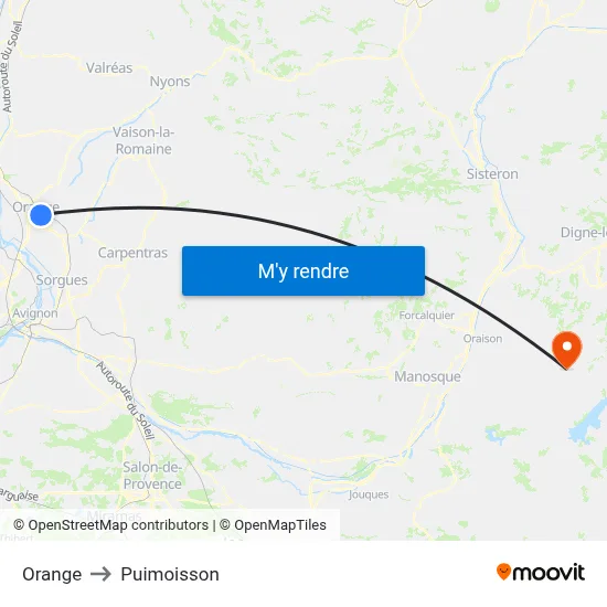 Orange to Puimoisson map