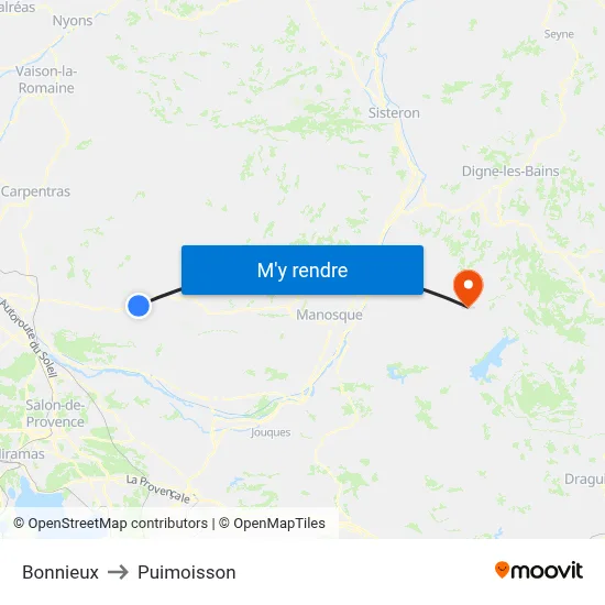 Bonnieux to Puimoisson map