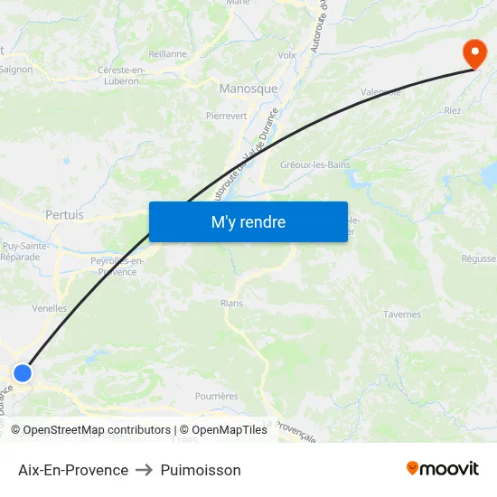Aix-En-Provence to Puimoisson map