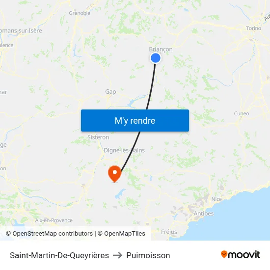 Saint-Martin-De-Queyrières to Puimoisson map