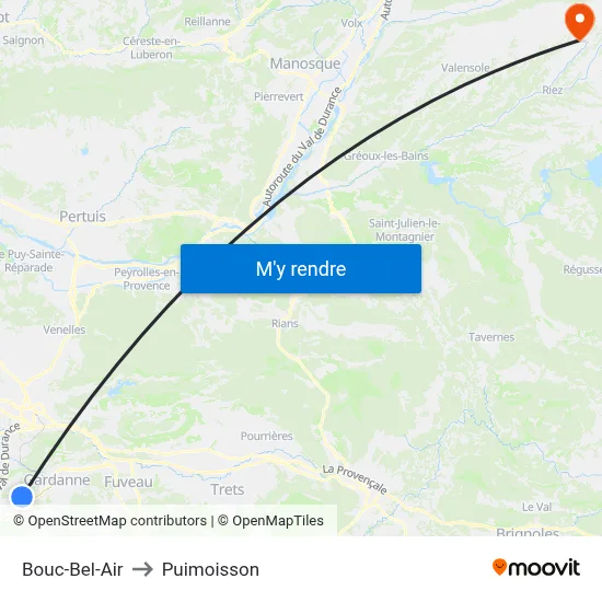 Bouc-Bel-Air to Puimoisson map