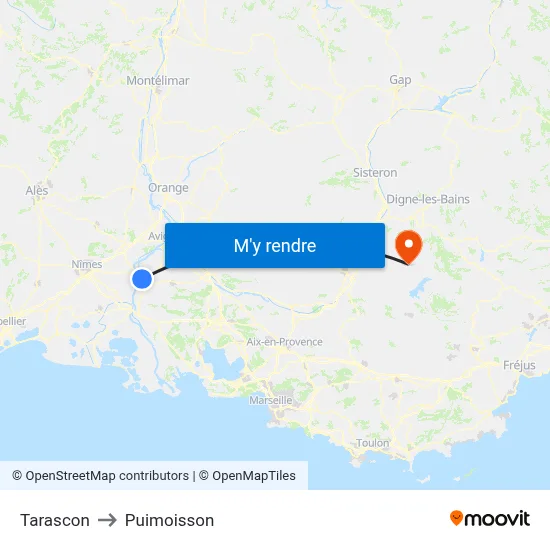 Tarascon to Puimoisson map