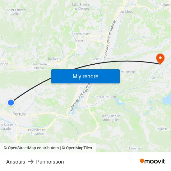 Ansouis to Puimoisson map