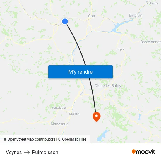 Veynes to Puimoisson map