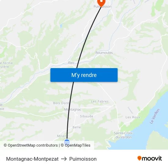 Montagnac-Montpezat to Puimoisson map