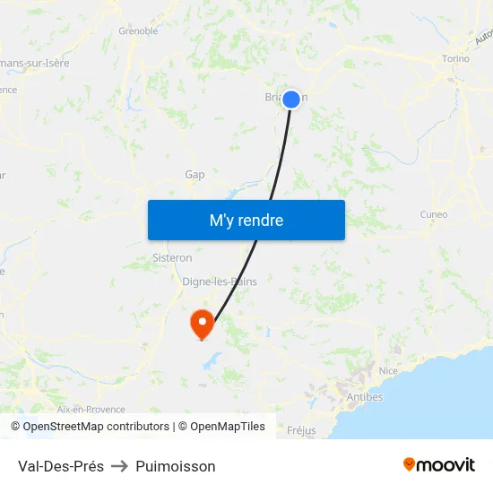 Val-Des-Prés to Puimoisson map