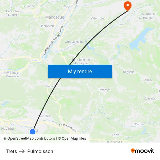 Trets to Puimoisson map