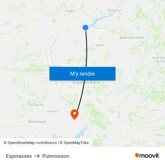 Espinasses to Puimoisson map
