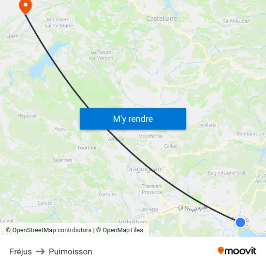 Fréjus to Puimoisson map