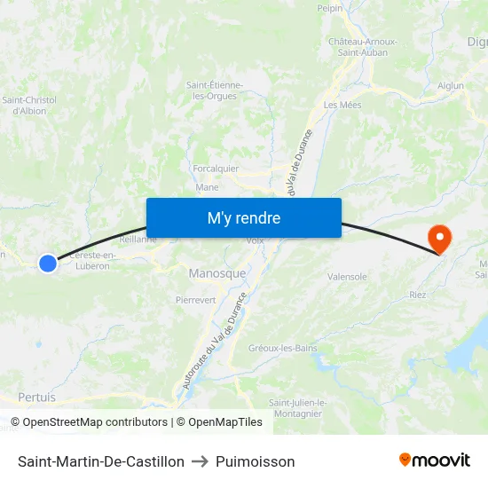 Saint-Martin-De-Castillon to Puimoisson map