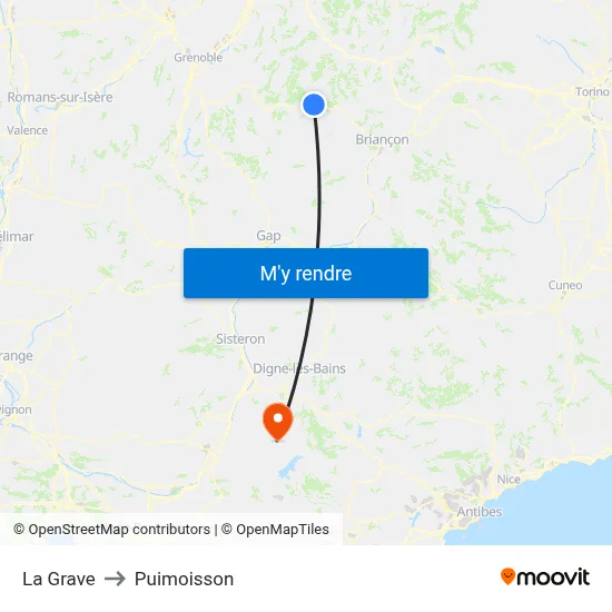 La Grave to Puimoisson map