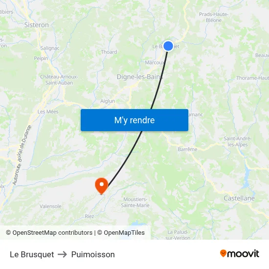 Le Brusquet to Puimoisson map