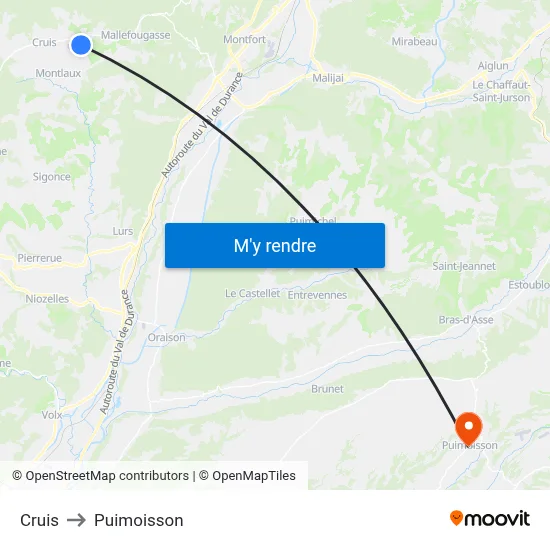 Cruis to Puimoisson map