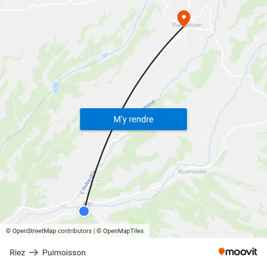 Riez to Puimoisson map