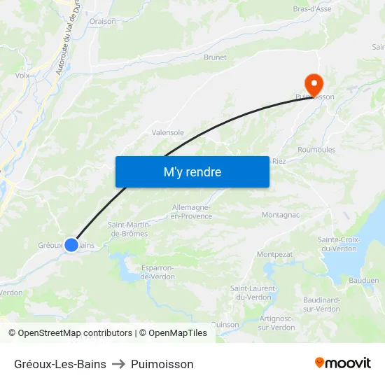 Gréoux-Les-Bains to Puimoisson map