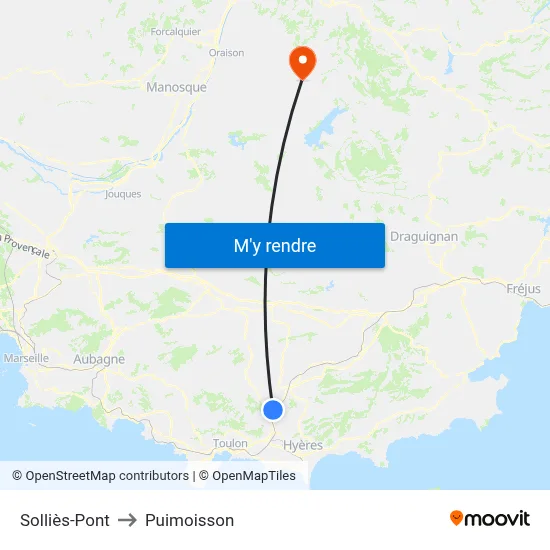 Solliès-Pont to Puimoisson map