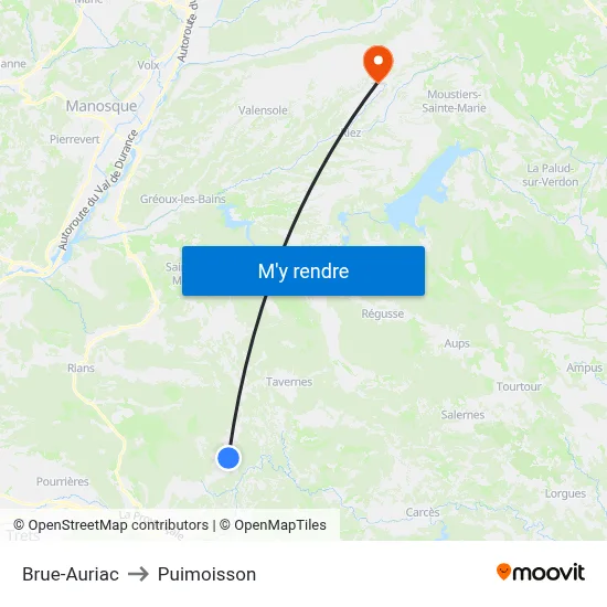 Brue-Auriac to Puimoisson map