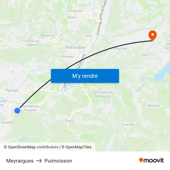 Meyrargues to Puimoisson map