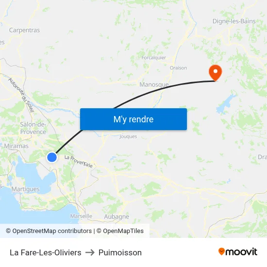 La Fare-Les-Oliviers to Puimoisson map