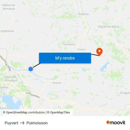 Puyvert to Puimoisson map