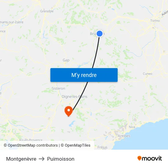 Montgenèvre to Puimoisson map
