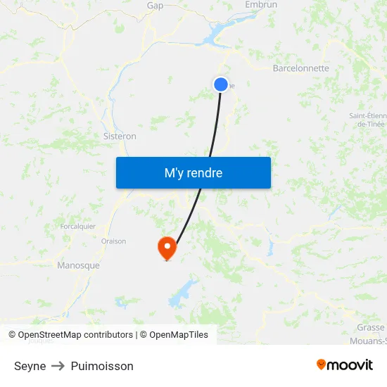 Seyne to Puimoisson map