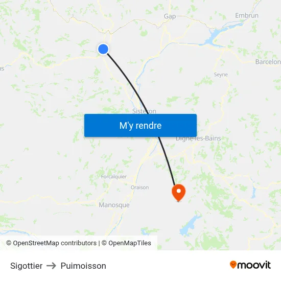 Sigottier to Puimoisson map
