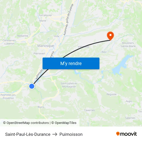 Saint-Paul-Lès-Durance to Puimoisson map