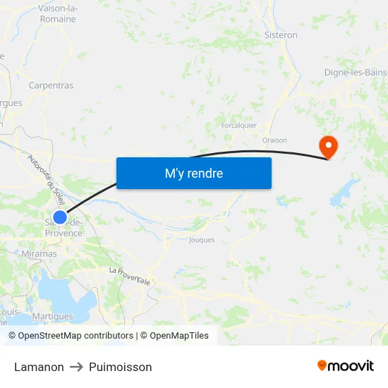 Lamanon to Puimoisson map