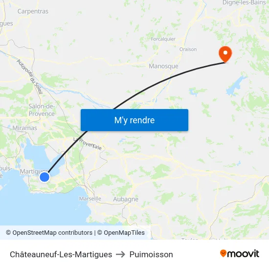 Châteauneuf-Les-Martigues to Puimoisson map