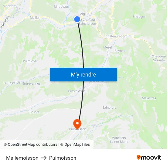Mallemoisson to Puimoisson map