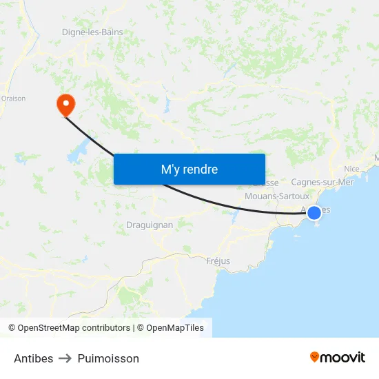 Antibes to Puimoisson map