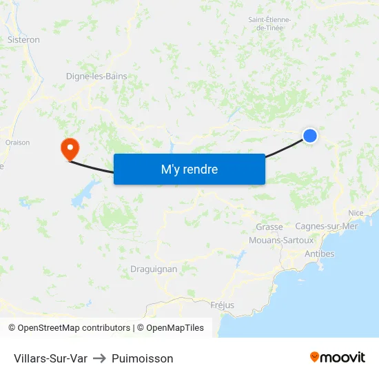 Villars-Sur-Var to Puimoisson map