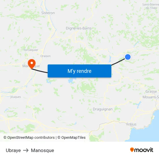 Ubraye to Manosque map