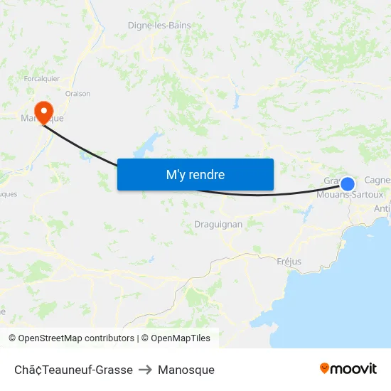 Chã¢Teauneuf-Grasse to Manosque map