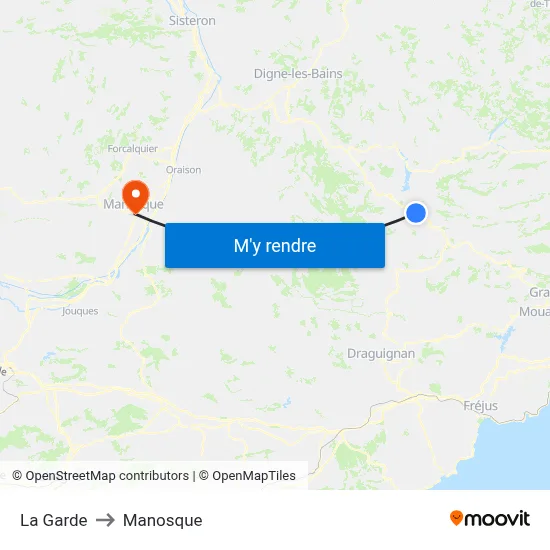 La Garde to Manosque map