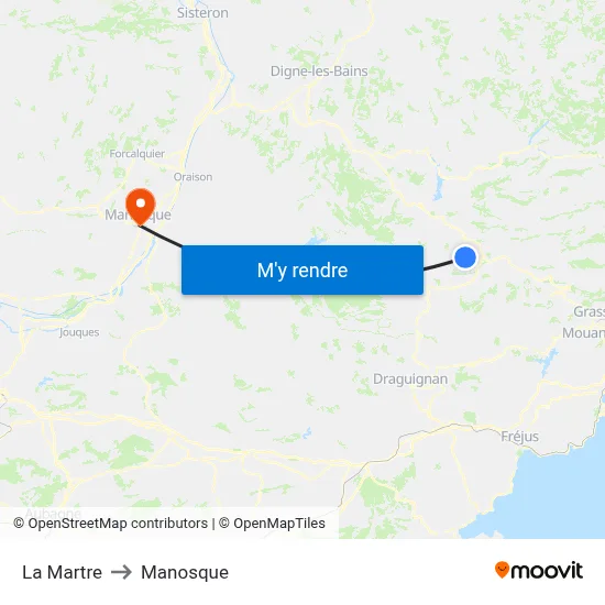 La Martre to Manosque map