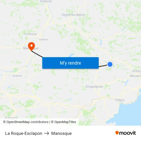 La Roque-Esclapon to Manosque map
