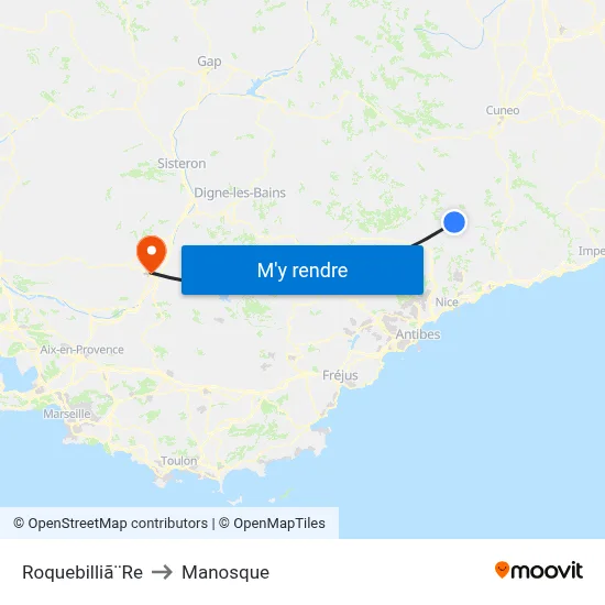 Roquebilliã¨Re to Manosque map