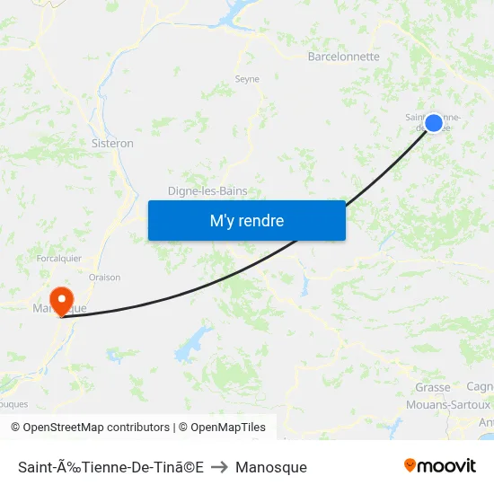 Saint-Ã‰Tienne-De-Tinã©E to Manosque map