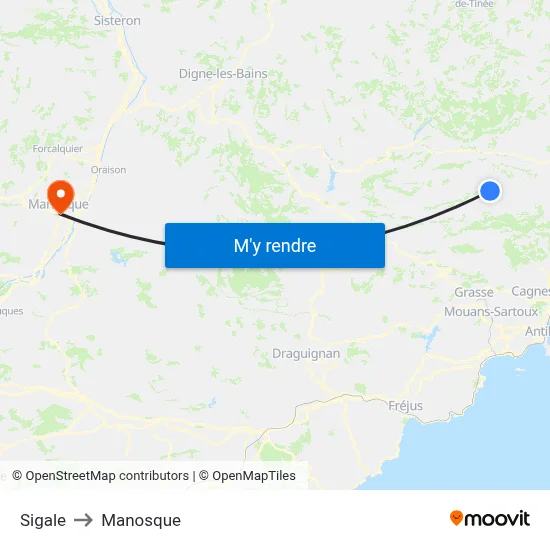 Sigale to Manosque map