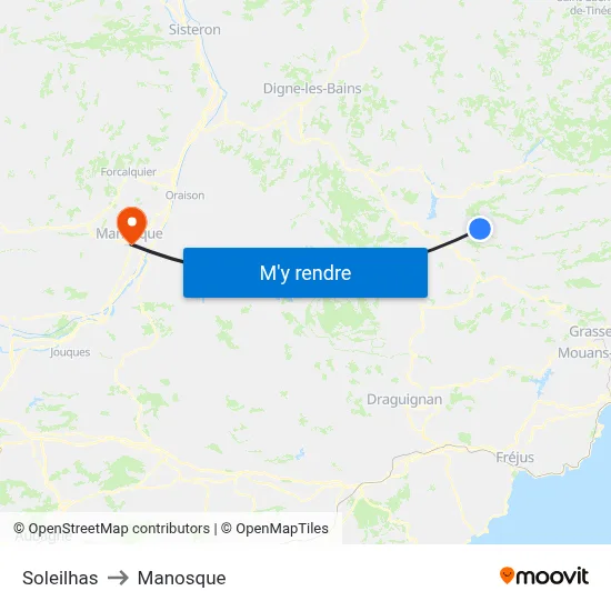 Soleilhas to Manosque map