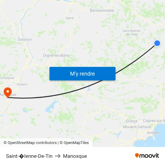 Saint-�Ienne-De-Tin to Manosque map