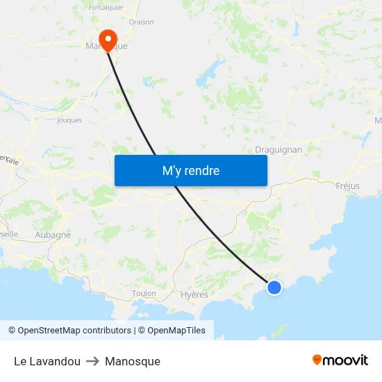 Le Lavandou to Manosque map