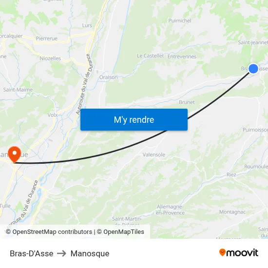 Bras-D'Asse to Manosque map