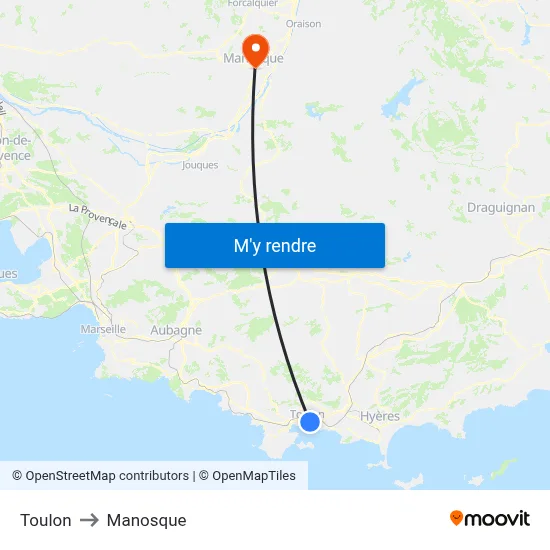 Toulon to Manosque map