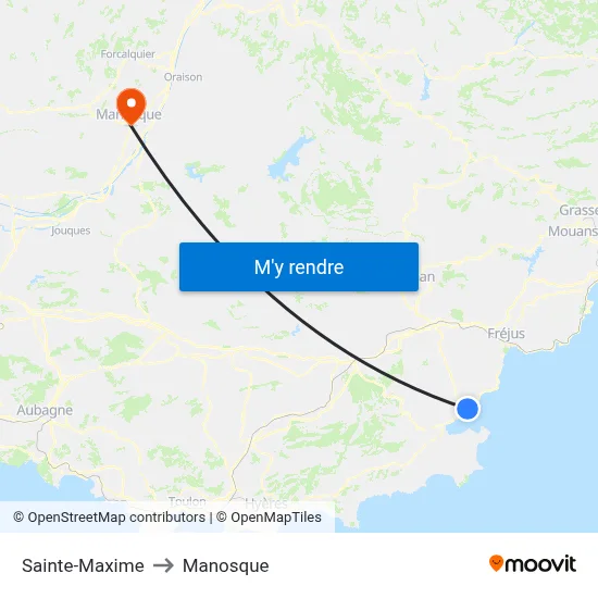 Sainte-Maxime to Manosque map